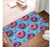 TZTTZT Hot Pink Donut Print Bathroom Rugs 16x24 Inches, Non-Slip Absorbent Bath Mat Rugs, Machine Washable Bath Mats Shower Rug for Bathroom