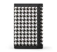 TZTTZT Houndstooth Black And White Print Wallet for Men, 8 Credit Card Holder Slim Minimalist Front Pocket Small Mens Bifold Wallets