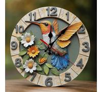 TZTTZT Hummingbird and Flowers Print Clock for Living Room Decor, Wall Clocks Battery Operated Silent Non Ticking 10 Inch, 2D Printing Decorative Modern Wall Clock for Bedroom Kitchen Office