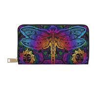 TZTTZT Indian Mandalas Dragonfly Wallet Women, Leather Bifold Multi Card Wallet, Women's Wallets Long Purse