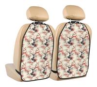 TZTTZT Ink Style Fox Print Kick Mats Back Seat Protector 2 Pack, X-Large Kick Mats Protect from Dirt, Mud, Car Back Seat Cover Protector with 3 Organizers, Car Accessories