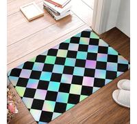 TZTTZT Iridescent Checker Print A Bathroom Rugs 16x24 Inches, Non-Slip Absorbent Bath Mat Rugs, Machine Washable Bath Mats Shower Rug for Bathroom