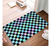 TZTTZT Iridescent Checker Print Bathroom Rugs 16x24 Inches, Non-Slip Absorbent Bath Mat Rugs, Machine Washable Bath Mats Shower Rug for Bathroom