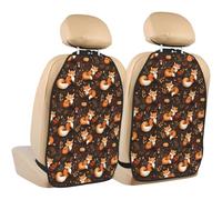 TZTTZT Laughing Fox Print Kick Mats Back Seat Protector 2 Pack, X-Large Kick Mats Protect from Dirt, Mud, Car Back Seat Cover Protector with 3 Organizers, Car Accessories