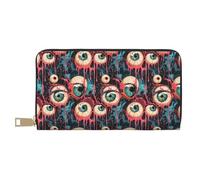 TZTTZT Leather Thin Slim Wallets for Women Men - Fashion Abstract Eyeball Art Print Card Wallet Holder with Zipper
