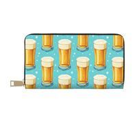 TZTTZT Leather Thin Slim Wallets for Women Men - Fashion Beer Bubbles Print Card Wallet Holder with Zipper