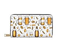 TZTTZT Leather Thin Slim Wallets for Women Men - Fashion Beer Bubbly Wheat Print Card Wallet Holder with Zipper