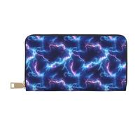 TZTTZT Leather Thin Slim Wallets for Women Men - Fashion Blue White Lightning Print Card Wallet Holder with Zipper