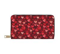 TZTTZT Leather Thin Slim Wallets for Women Men - Fashion Cartoon Love Heart Red Print Card Wallet Holder with Zipper