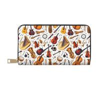 TZTTZT Leather Thin Slim Wallets for Women Men - Fashion Classical Musical Instruments Print Card Wallet Holder with Zipper