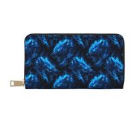 TZTTZT Leather Thin Slim Wallets for Women Men - Fashion Cool Blue Lightning Wolf Print Card Wallet Holder with Zipper