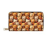 TZTTZT Leather Thin Slim Wallets for Women Men - Fashion Cute Love Bear Print Card Wallet Holder with Zipper