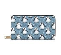 TZTTZT Leather Thin Slim Wallets for Women Men - Fashion Cute Penguin Snowing Print Card Wallet Holder with Zipper