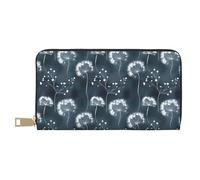 TZTTZT Leather Thin Slim Wallets for Women Men - Fashion Elegant Dandelion Print Card Wallet Holder with Zipper