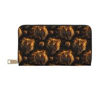 TZTTZT Leather Thin Slim Wallets for Women Men - Fashion Golden Lightning Tiger Print Card Wallet Holder with Zipper
