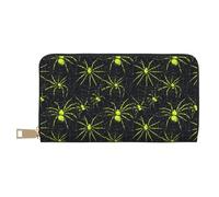 TZTTZT Leather Thin Slim Wallets for Women Men - Fashion Green Spider Pattern Print Card Wallet Holder with Zipper
