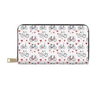 TZTTZT Leather Thin Slim Wallets for Women Men - Fashion Love Bicycle Print Card Wallet Holder with Zipper
