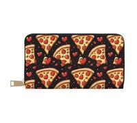 TZTTZT Leather Thin Slim Wallets for Women Men - Fashion Pizza Love Heart Pattern Print Card Wallet Holder with Zipper