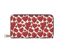 TZTTZT Leather Thin Slim Wallets for Women Men - Fashion Red Love Heart Print Card Wallet Holder with Zipper