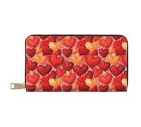 TZTTZT Leather Thin Slim Wallets for Women Men - Fashion Red Love Heart Q Print Card Wallet Holder with Zipper