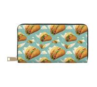 TZTTZT Leather Thin Slim Wallets for Women Men - Fashion Taco Wings Print Card Wallet Holder with Zipper