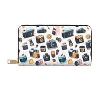 TZTTZT Leather Thin Slim Wallets for Women Men - Fashion Vintage Camera Film Print Card Wallet Holder with Zipper