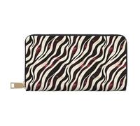 TZTTZT Leather Thin Slim Wallets for Women Men - Fashion Wine Red Zebra Pattern Print Card Wallet Holder with Zipper