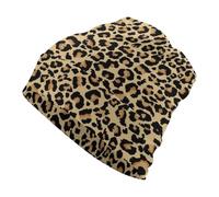 TZTTZT Leopard Print Beanie Hat for Men Women, Fall Winter Hats Warm Unisex Cuffed Beanie Skull Cap Black