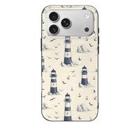 TZTTZT Lighthouse Seagull Anchor Print Compatible with iPhone 17 Pro Max Case Thin Slim, Cute Case Compatible with iPhone 17 Pro Max, Camera Control, Shockproof Protective Multicolor