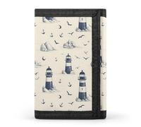 TZTTZT Lighthouse Seagull Anchor Print Wallet for Men, 8 Credit Card Holder Slim Minimalist Front Pocket Small Mens Bifold Wallets