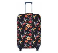 TZTTZT Luggage Cover Protector - Colorful Flower Hummingbird C Print Suitcase Covers for Luggage Fit Inch Suitcase, Black, 22-24