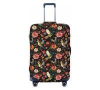 TZTTZT Luggage Cover Protector - Colorful Hummingbird Flowers Print Suitcase Covers for Luggage Fit Inch Suitcase, Black, 25-28