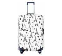 TZTTZT Luggage Cover Protector - Eiffel Tower Heart Print Suitcase Covers for Luggage Fit Inch Suitcase, Black, 18-21