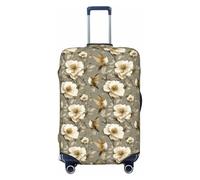 TZTTZT Luggage Cover Protector - White Flower Gold Hummingbird Print Suitcase Covers for Luggage Fit Inch Suitcase, Black, 25-28