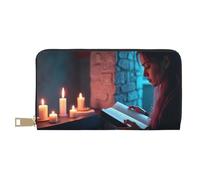 TZTTZT Magical Blue Reading Scene Print Wallet Women, Leather Bifold Multi Card Wallet, Long Purse Women's Wallets