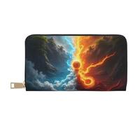 TZTTZT Magical Blue Red Elemental Print Wallet Women, Leather Bifold Multi Card Wallet, Long Purse Women's Wallets