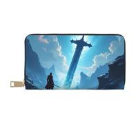 TZTTZT Magical Blue Sword Print Wallet Women, Leather Bifold Multi Card Wallet, Long Purse Women's Wallets