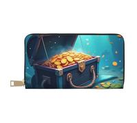 TZTTZT Magical Blue Treasure Chest-A Print Wallet Women, Leather Bifold Multi Card Wallet, Long Purse Women's Wallets