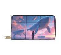 TZTTZT Magical Blue Whale-A Print Wallet Women, Leather Bifold Multi Card Wallet, Long Purse Women's Wallets