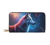 TZTTZT Magical Blue Wolf-E Print Wallet Women, Leather Bifold Multi Card Wallet, Long Purse Women's Wallets