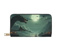 TZTTZT Magical Green Dragon-A Print Wallet Women, Leather Bifold Multi Card Wallet, Long Purse Women's Wallets