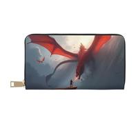 TZTTZT Magical Red Dragon-A Print Wallet Women, Leather Bifold Multi Card Wallet, Long Purse Women's Wallets