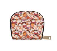 TZTTZT Maneki-Neko Cats Credit Card Holder for Women, Leather Credit Card Holder Wallet, Card Case Wallet