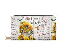 TZTTZT Memories Sunflower Hummingbird Wallet Women, Leather Bifold Multi Card Wallet, Women's Wallets Long Purse