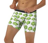 TZTTZT Mens Underwear, Cute Broccoli Green Print Boxers for Men, Soft Moisture-Wicking Breathable Boxer Briefs, Black, L