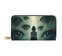 TZTTZT Minimalist Black Feather Print Wallet Women, Leather Bifold Multi Card Wallet, Long Purse Women's Wallets