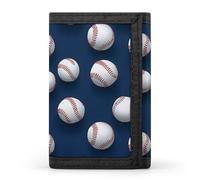 TZTTZT Modern Baseball White Print Wallet for Men, Small Men's Bifold Wallet, 8 Credit Card Holder Slim Minimalist Front Pocket