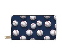TZTTZT Modern Baseball White Print Wallet Women, Leather Bifold Multi Card Wallet, Long Purse Women's Wallets