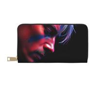 TZTTZT Modern Purple Portrait Print Wallet Women, Leather Bifold Multi Card Wallet, Long Purse Women's Wallets