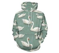 TZTTZT Modern Style Swan Print Hoodies for Men Women, Oversized Sweatshirt Pullover Fashion Fall Winter Clothing, Multicolor, XL